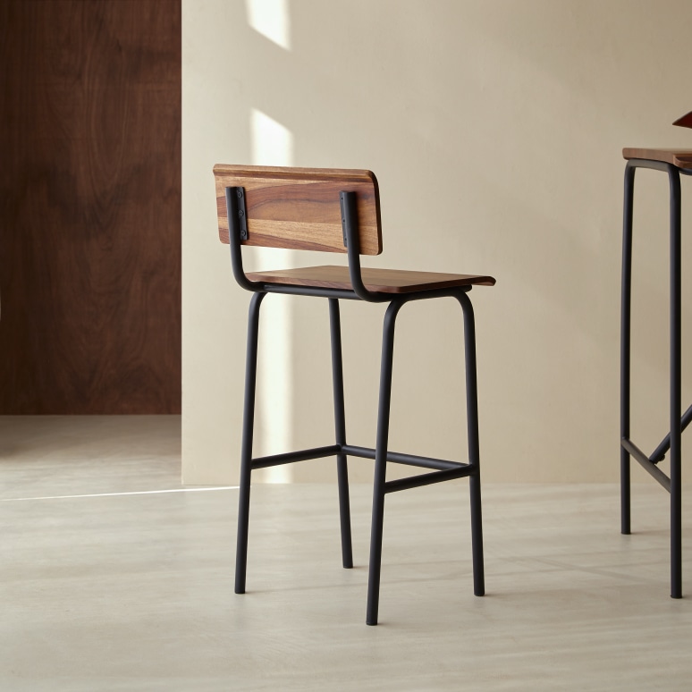 Talia - Bar chair in solid sheesham and metal