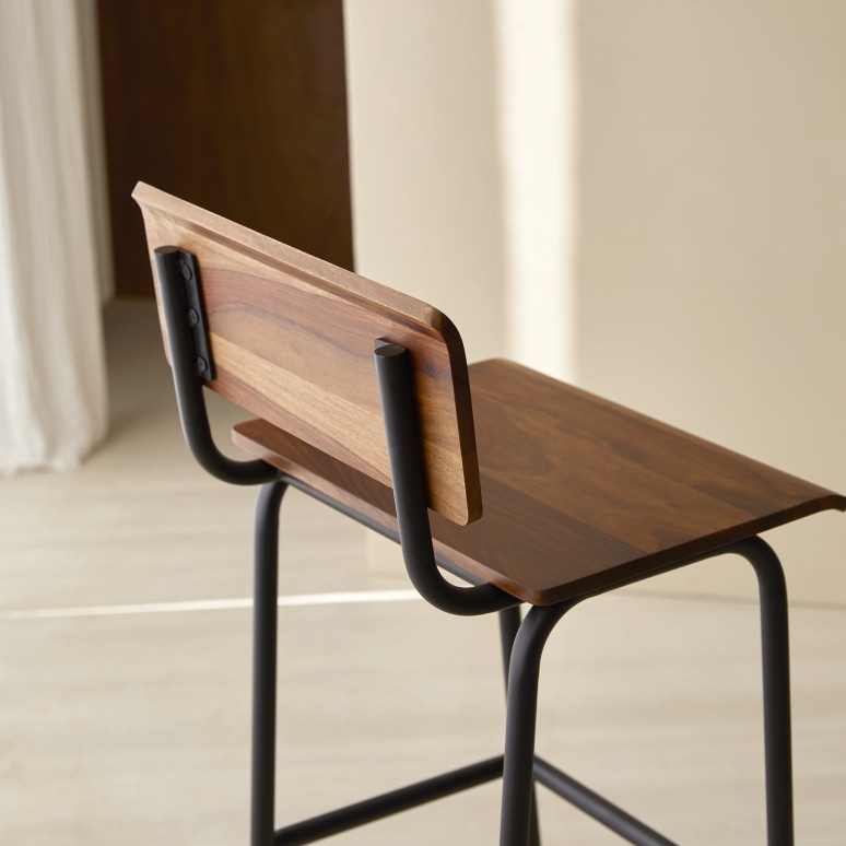 Talia - Bar chair in solid sheesham and metal