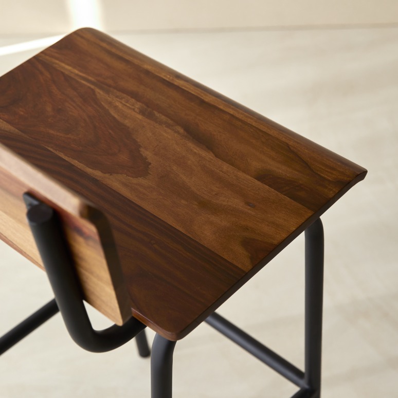 Talia - Bar chair in solid sheesham and metal