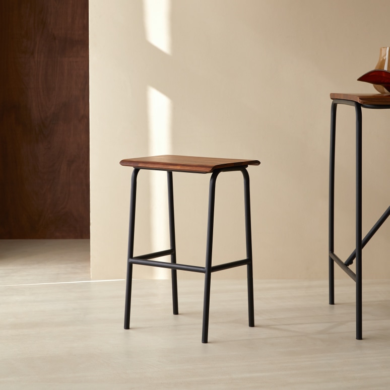 Talia - Solid sheesham and metal high stool