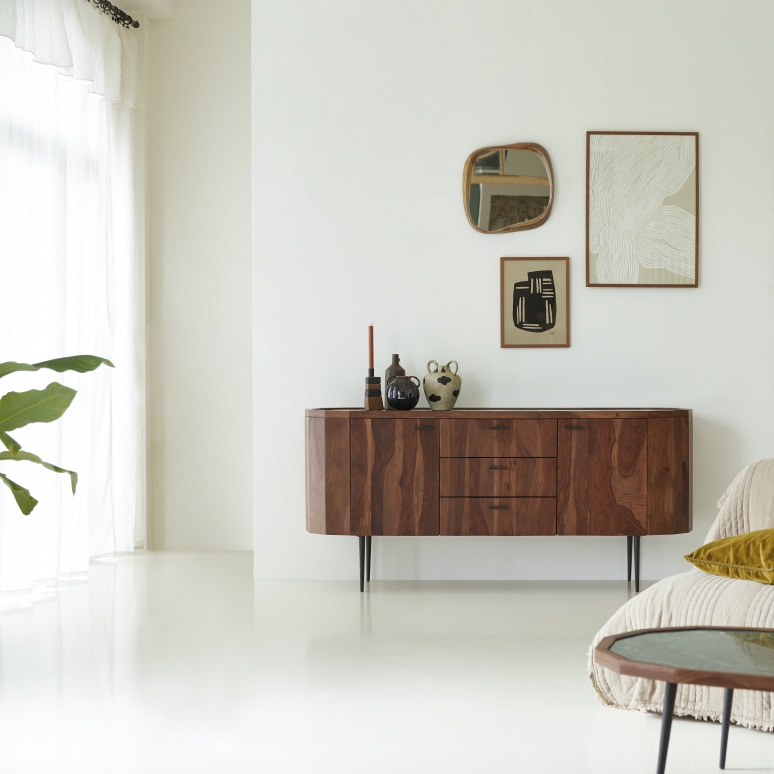 Jade - Buffet aus massivem Palisanderholz und Marmor 175 cm