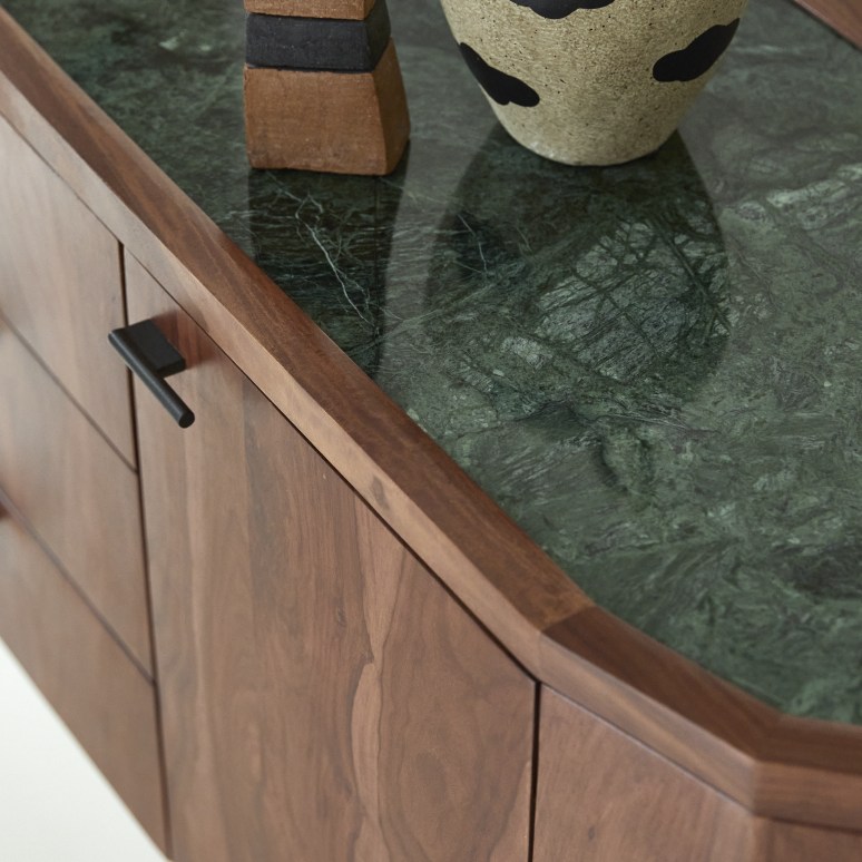 Jade - Buffet aus massivem Palisanderholz und Marmor 175 cm