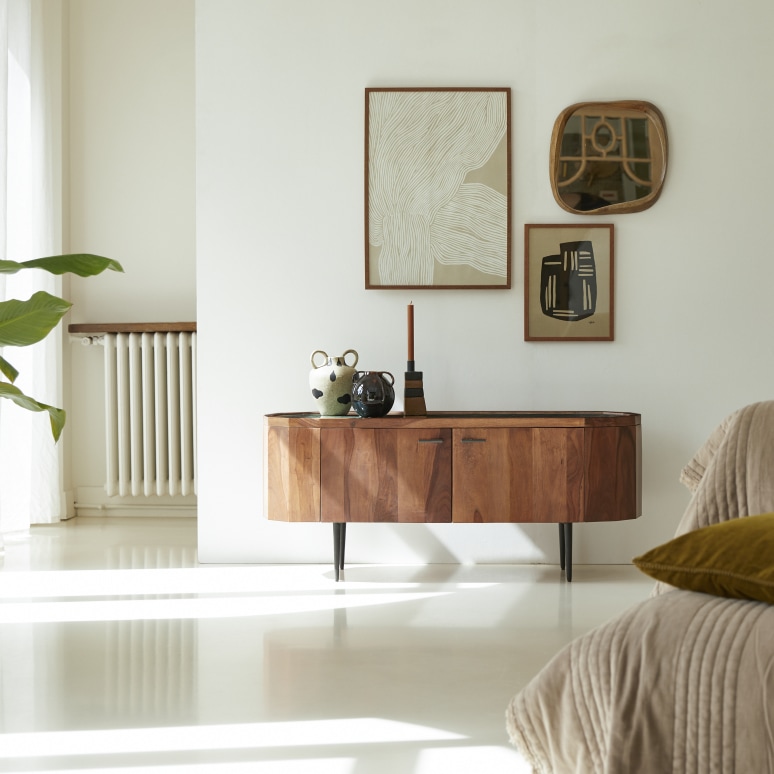 Jade - TV Schrank aus massivem Palisanderholz und Marmor 130 cm