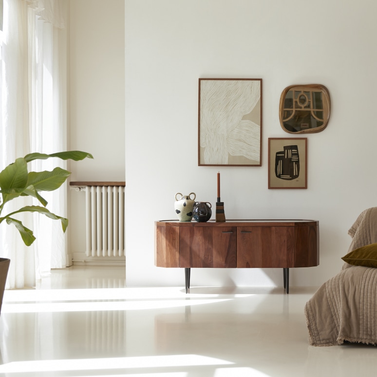 Jade - Mueble para TV de palisandro macizo y mármol de 130 cm