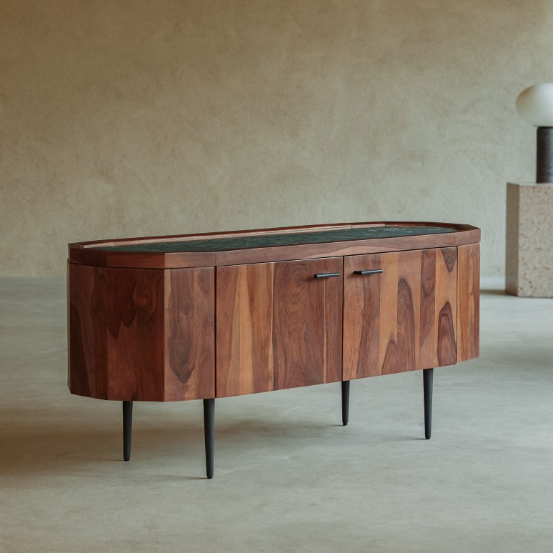 Jade - TV Schrank aus massivem Palisanderholz und Marmor 130 cm