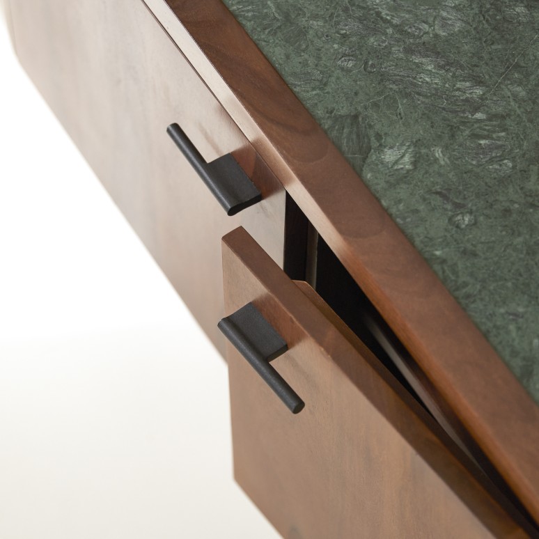 Jade - Solid sheesham wood and marble TV unit, 130 cm