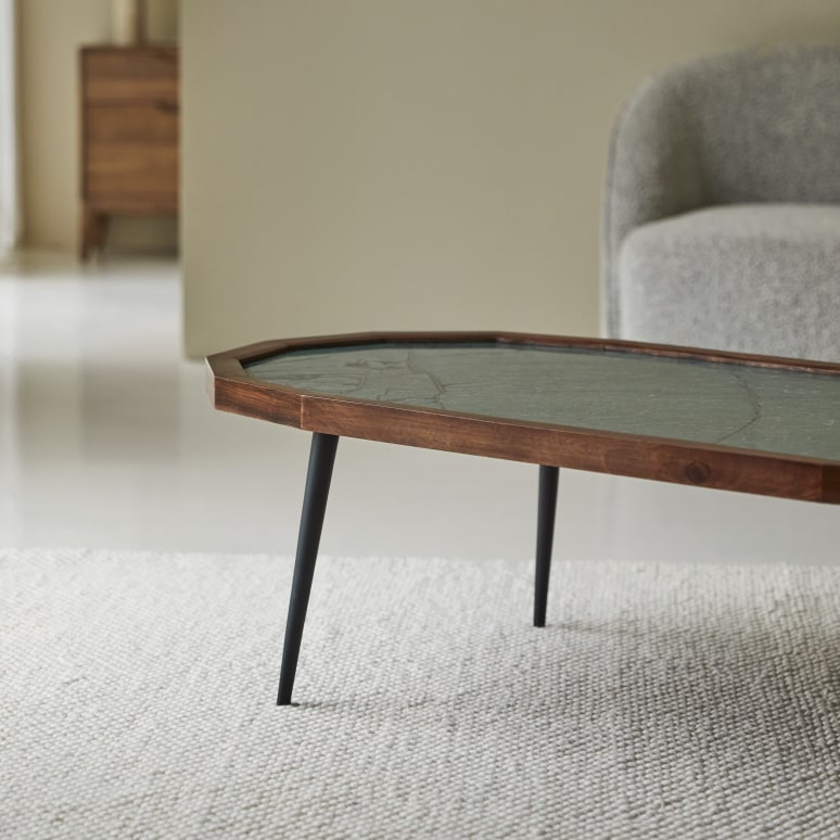 Jade - Couchtisch aus massivem Palisanderholz und Marmor