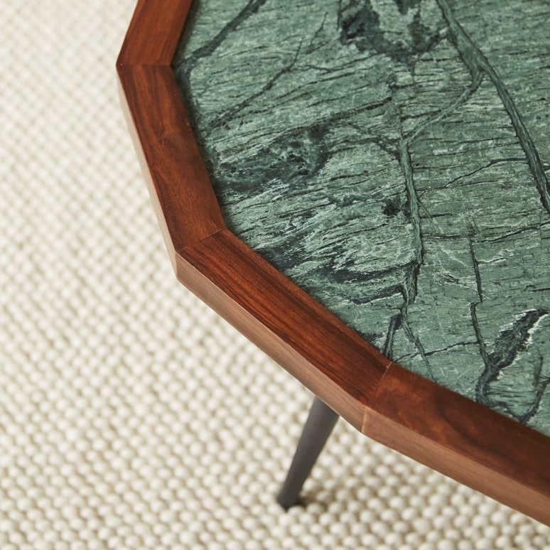 Jade - Couchtisch aus massivem Palisanderholz und Marmor