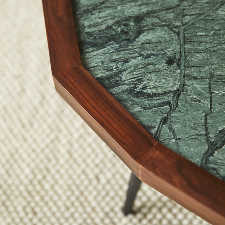 Jade - Table basse en palissandre massif et marbre