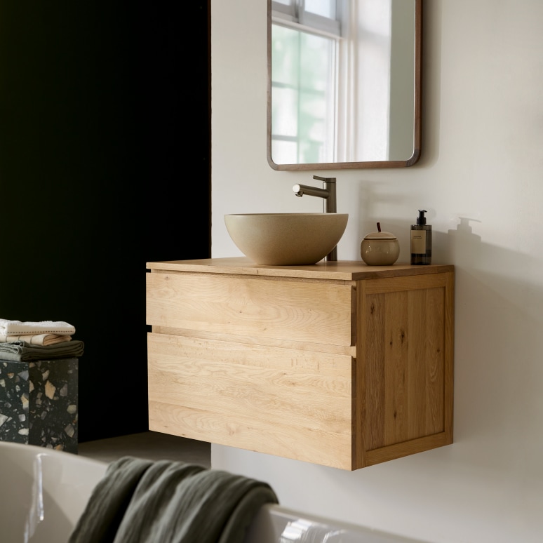 Jacob - Solid oak vanity unit 80 cm