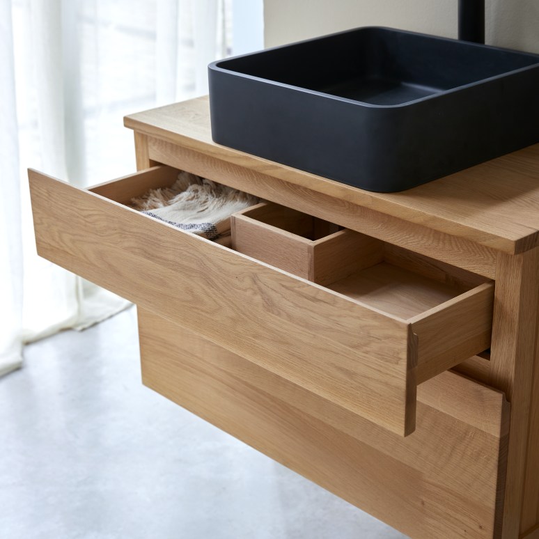 Jacob - Mueble para lavabo de roble macizo de 80 cm