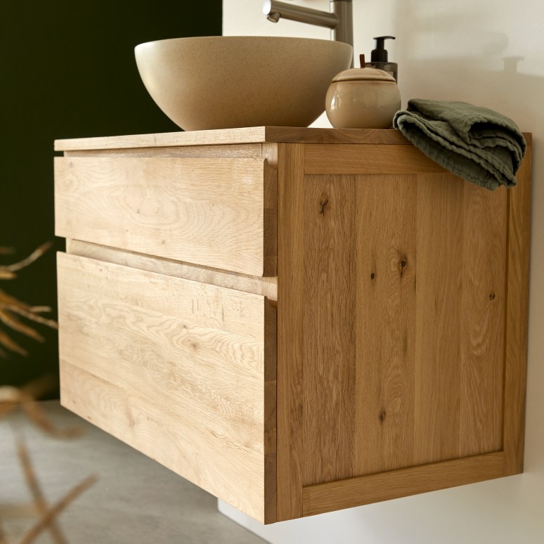 Jacob - Mobile bagno in legno di quercia massello 80 cm