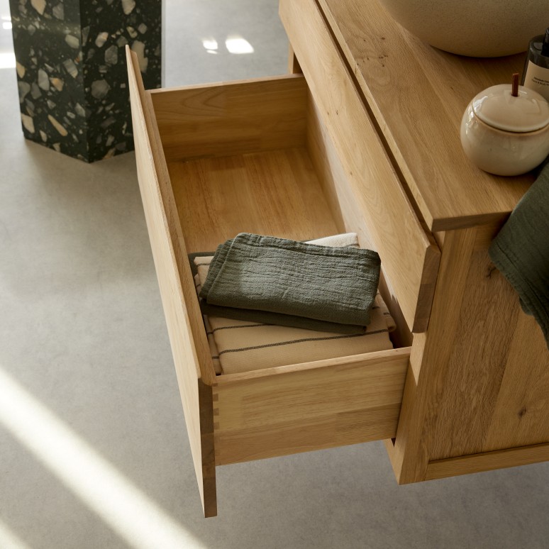 Jacob - Waschtischunterschrank aus massiver Eiche 80 cm