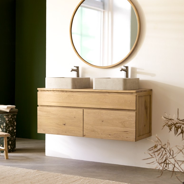Jacob - Solid oak vanity unit 120 cm