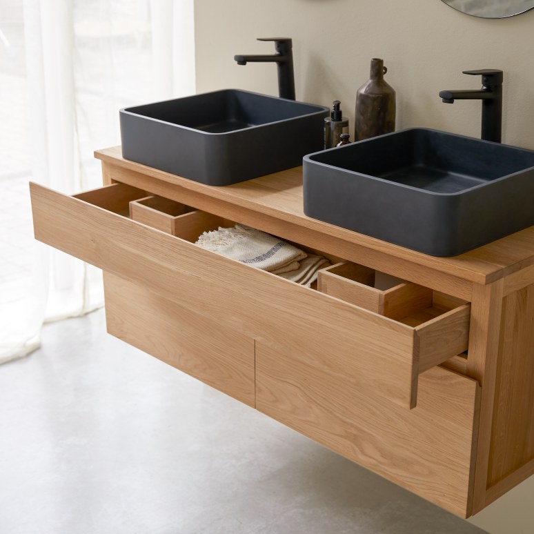 Jacob - Solid oak vanity unit 120 cm