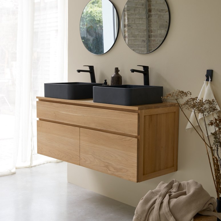 Jacob - Solid oak vanity unit 120 cm