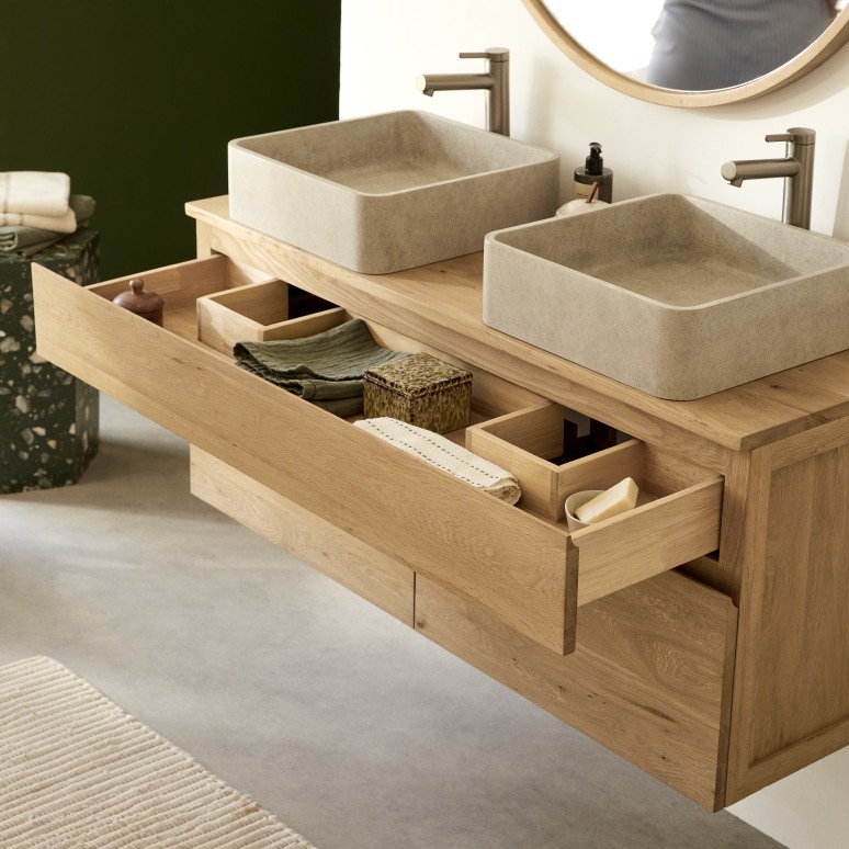 Jacob - Solid oak vanity unit 120 cm