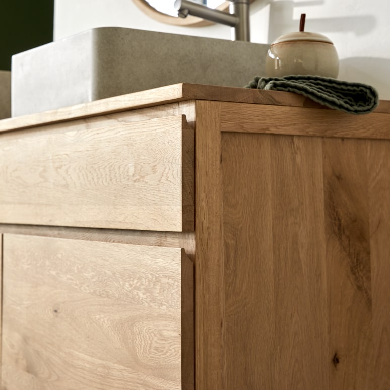 Jacob - Waschtischunterschrank aus massiver Eiche 120 cm