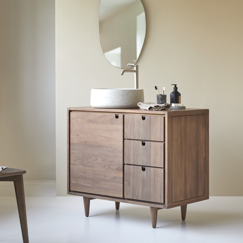 Jonàk - Mueble para lavado de nogal macizo de 95 cm