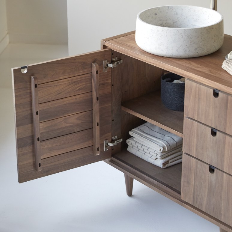 Jonàk - Mueble para lavado de nogal macizo de 95 cm