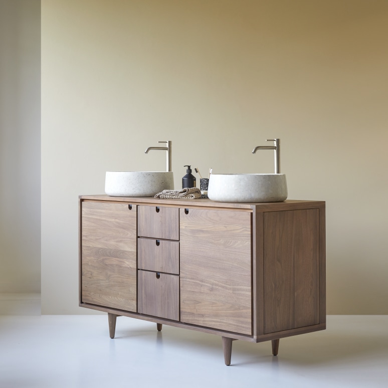 Jonàk - Mueble para lavabo de nogal macizo de 145 cm