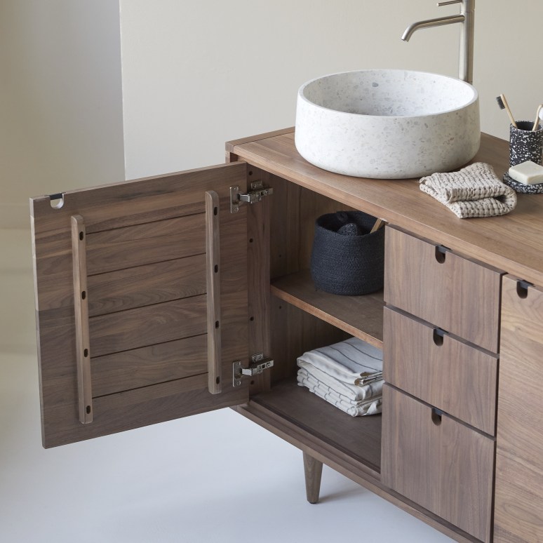 Jonàk - Mobile per il bagno in legno di noce massello 145 cm