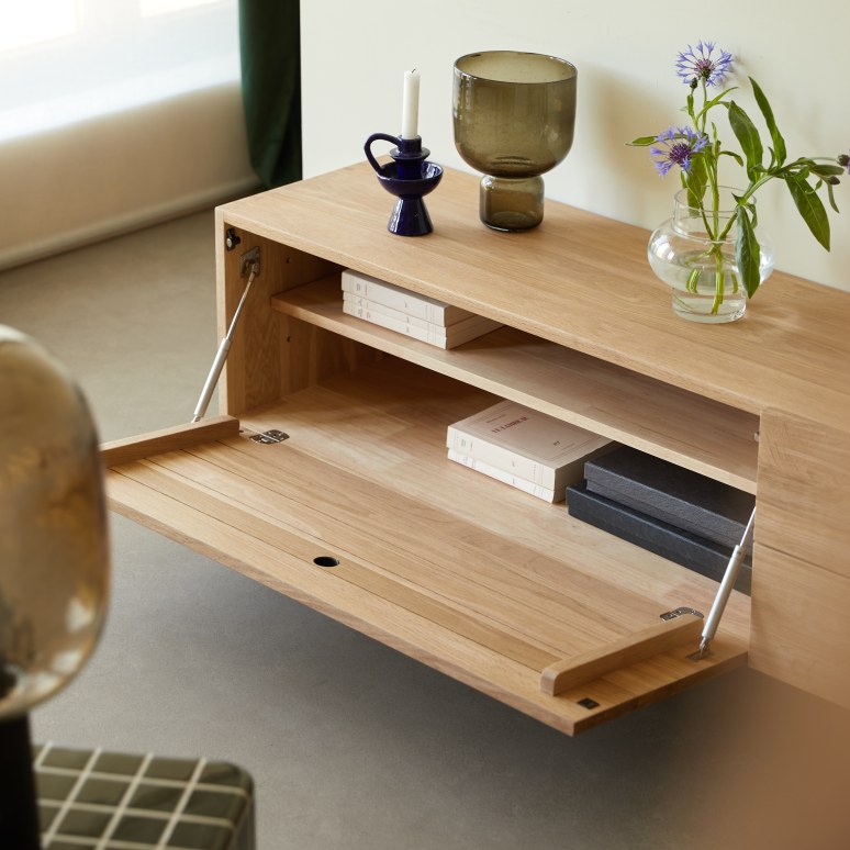 Jeanne - Mueble para TV de roble macizo de 200 cm