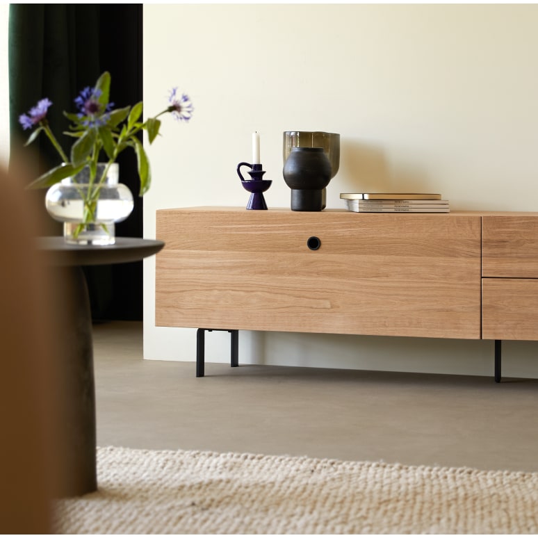 Jeanne - Mueble para TV de roble macizo de 200 cm