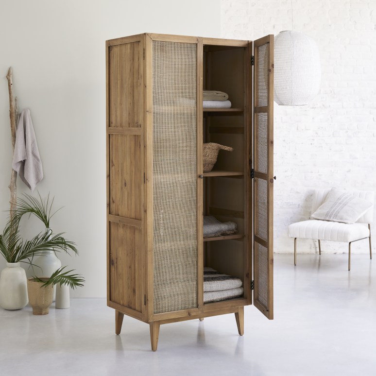 Ninon - Armoire d'entrée en pin et cannage