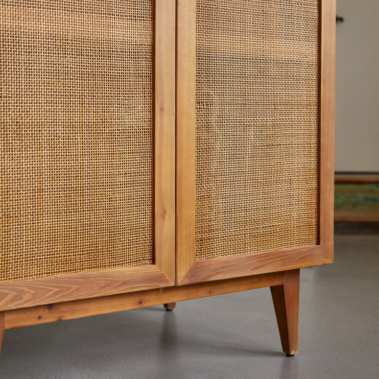 Ninon - Armoire d'entrée en pin et cannage