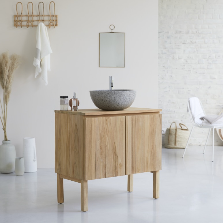 Jill - Solid teak vanity unit 80 cm
