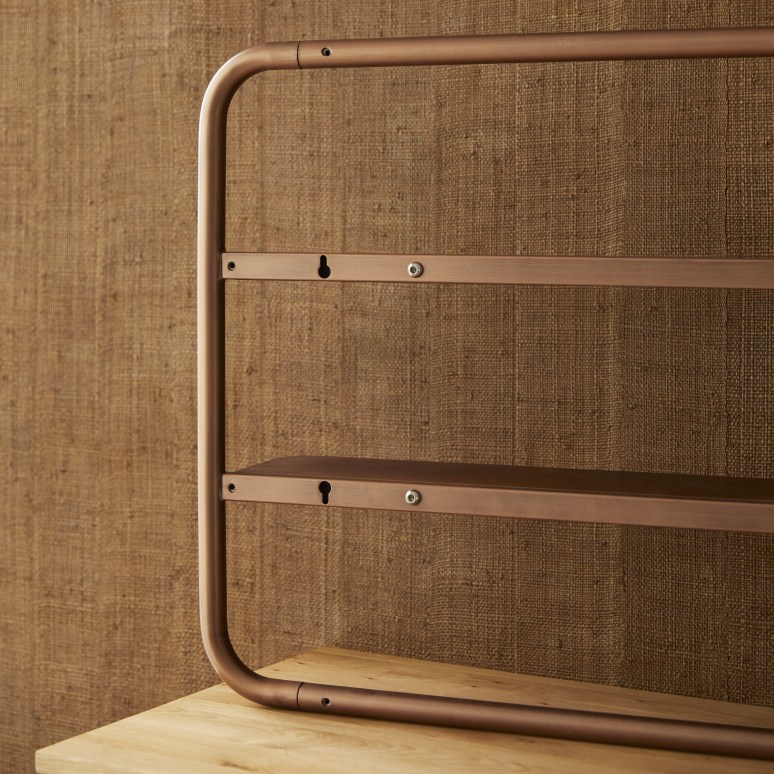 Félicie - Walnut and brass mirrored shelf