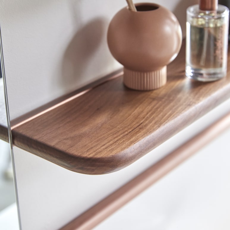 Félicie - Estantería con espejo de nogal y latón