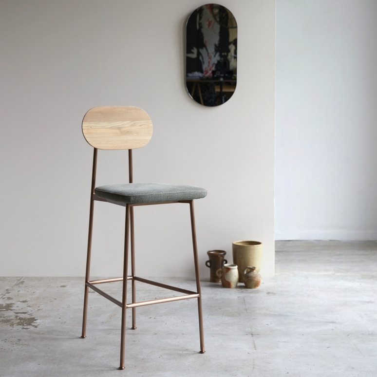 Yutapi - Barstuhl  Yutapi linen green aus massivem Eichenholz