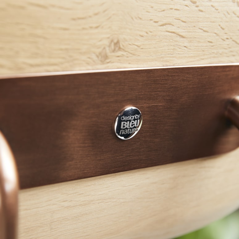 Yutapi - Massief eiken barstoel in kaki tweed