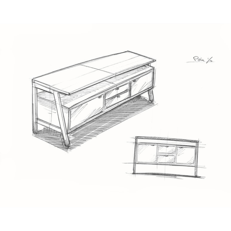 Pola - Mueble de almacenaje de roble macizo 140 cm