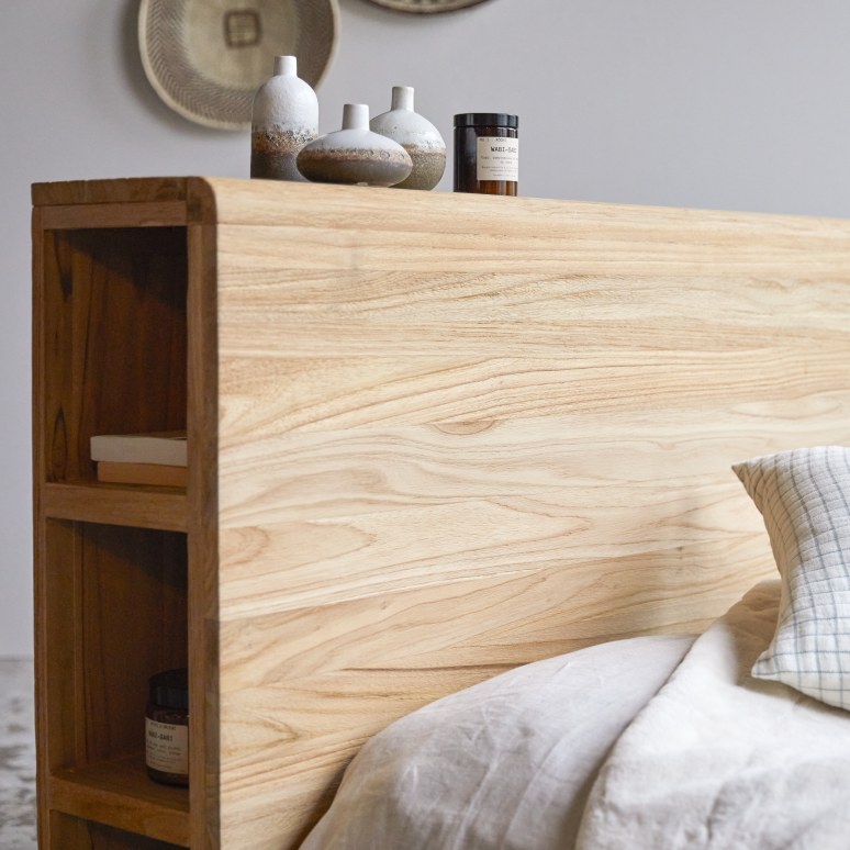 Bertie - Solid teak headboard with storage 165