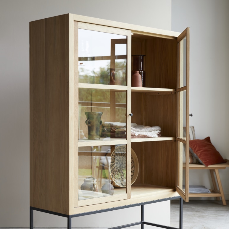 Babeth - Solid Oak tall Display Cabinet