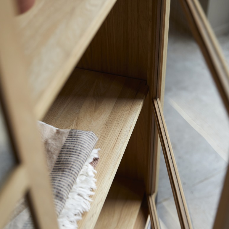 Babeth - Solid Oak tall Display Cabinet
