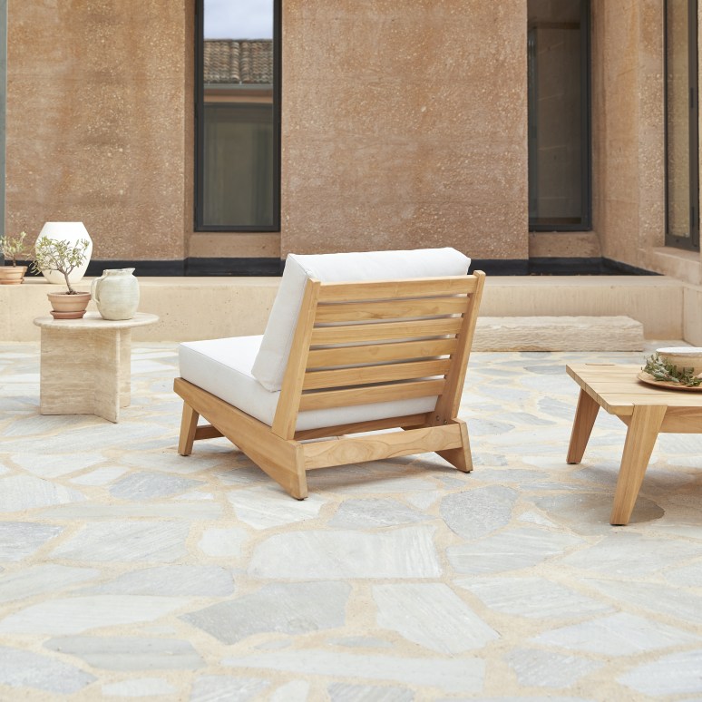 Olia - Solid teak garden armchair