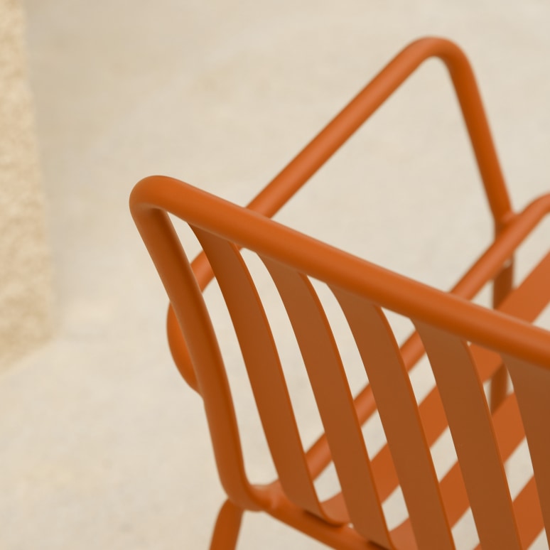 Gaby - Orange metal garden armchair
