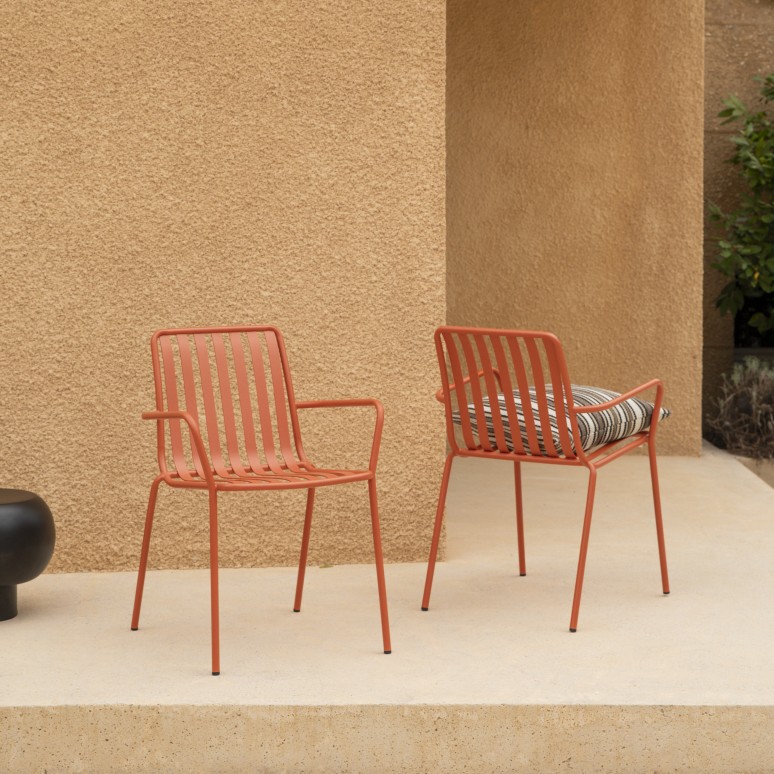 Gaby - Ensemble de jardin en métal orange 6 places