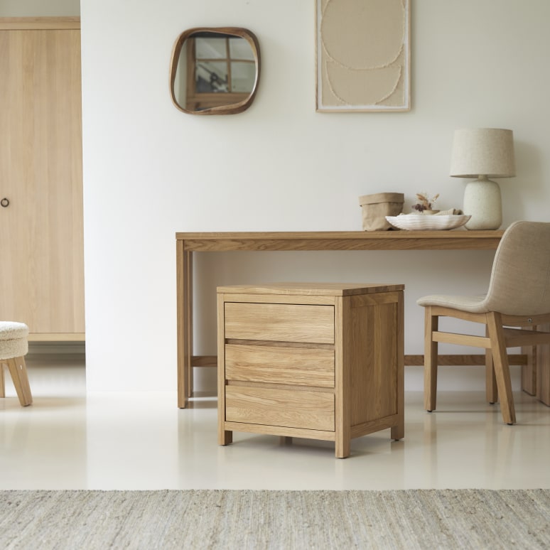 Eden - Bureau en chêne massif avec caisson de rangement