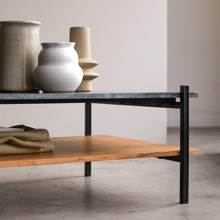 Edit - Solid acacia and marble coffee table
