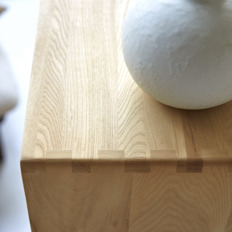 Luis - Solid elm and rattan low cabinet