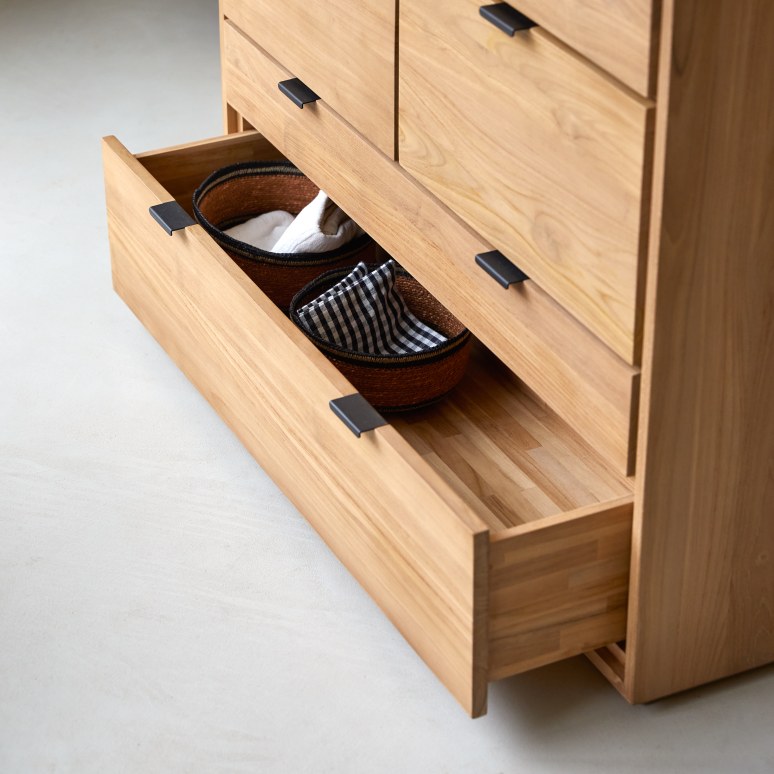 Solid teak chest of drawers with 3 drawers - Living room