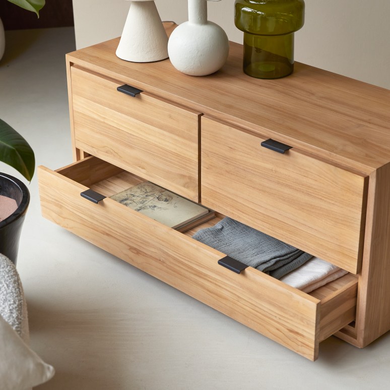 Senson - Meuble TV en teck massif 120 cm