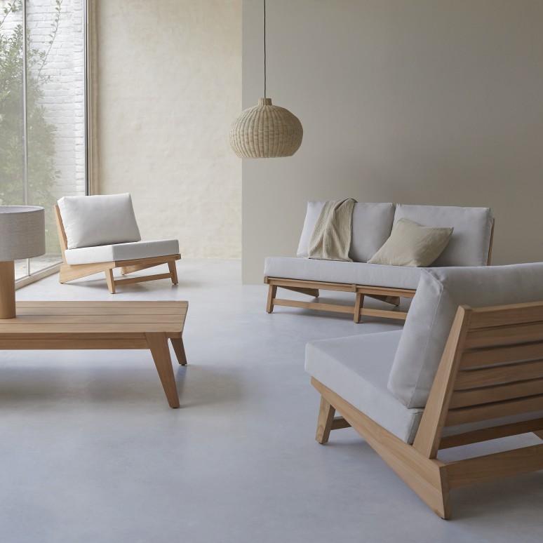 Olia - Fauteuil van massief teakhout