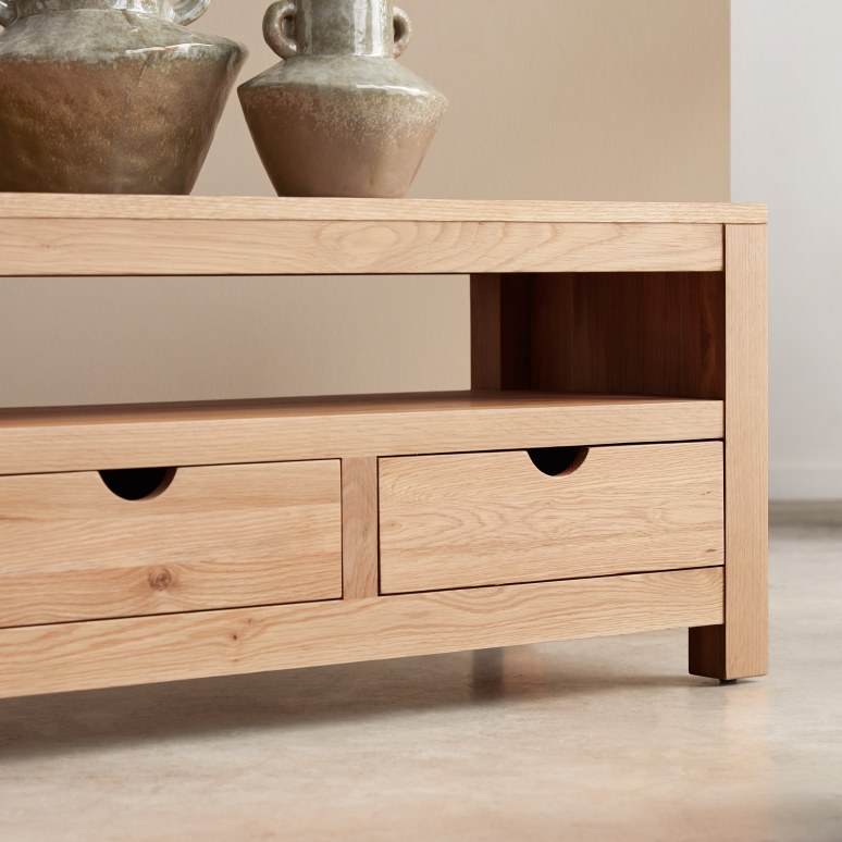 Oliver - Mobile TV in legno di quercia massello 200 cm