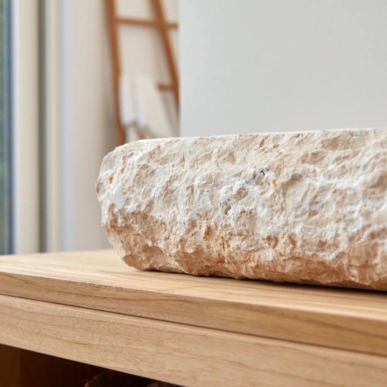 Scrula Slim - Vasque rectangulaire en marbre cream